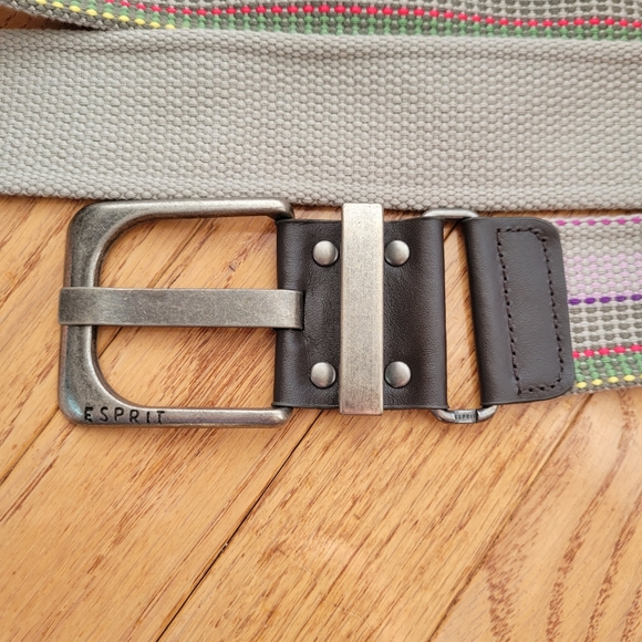 ESPRIT Striped Multicolour Cotton Webbed Casual Belt M/L - Picture 5 of 10